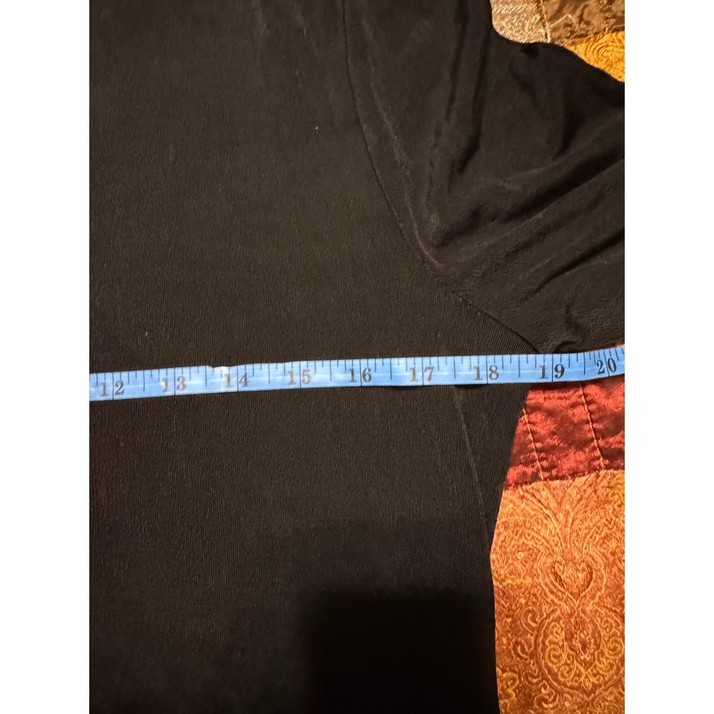 Chico's Travelers Mock Neck Diamond Button Top Black Ribbed LS Blouse Size 1 M - Picture 8 of 8